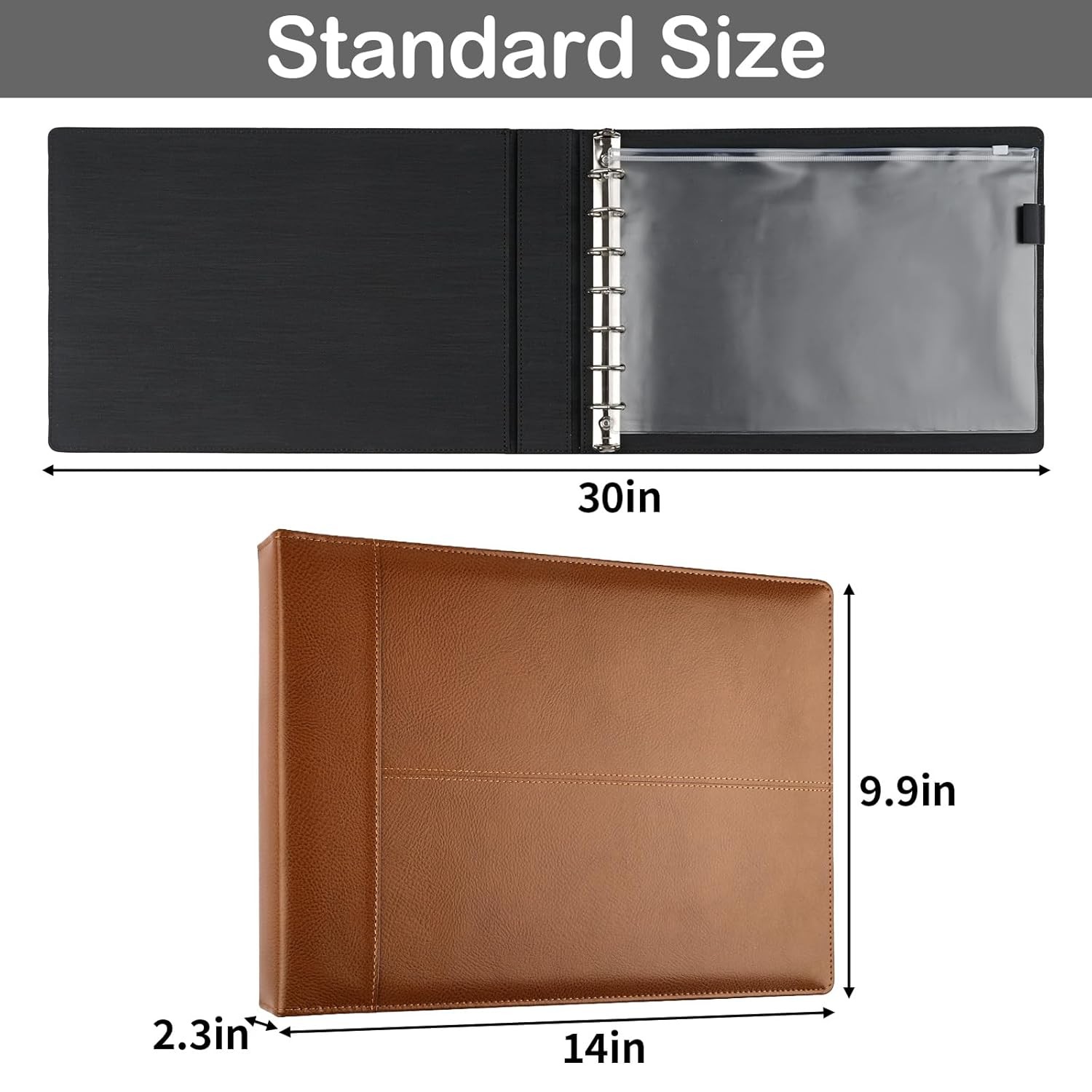 Ring Checkbook Binder Premium Leather Organizer 7 Ring Business Checkbook Holder