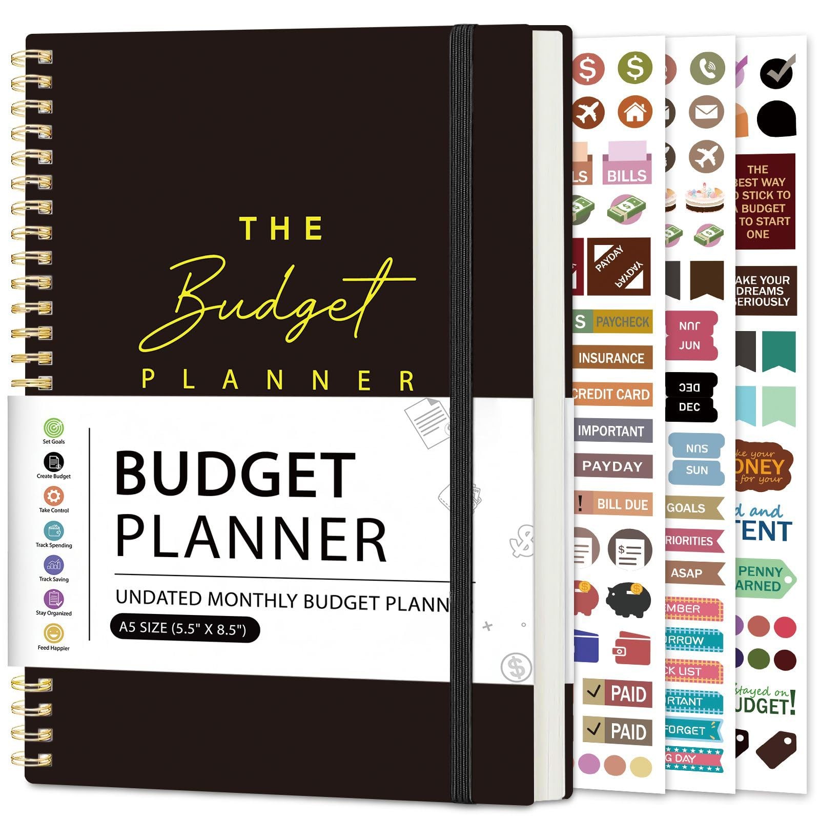 Budget Planner – Monthly Book 160 pages, 5.5 x 8.5 inches, Black