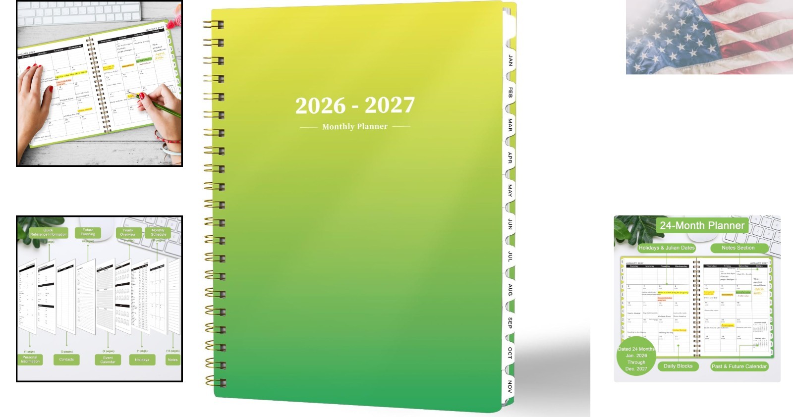 Elegant 2026 Monthly Planner with Waterproof Cover – 24 of Planning