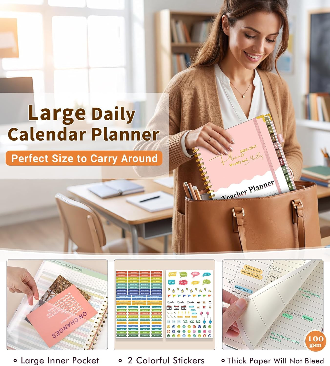 Teacher Planner 2026-2027, July 2026 – June 2027, Academic Weekly & Monthly Cale