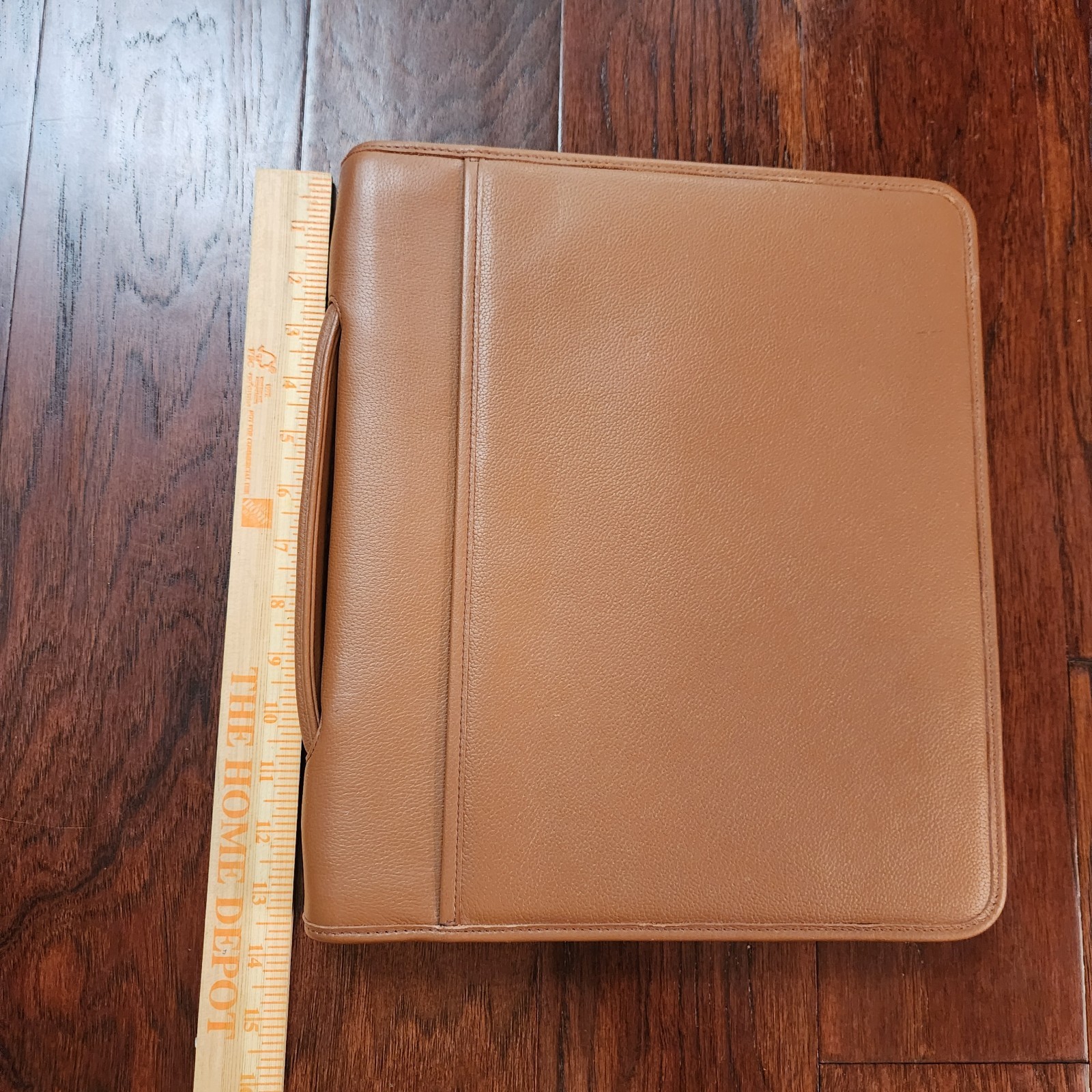 Levenger 12″ x 13.5″ Brown Leather Folio Full-Zip Portfolio Note Pad Handle
