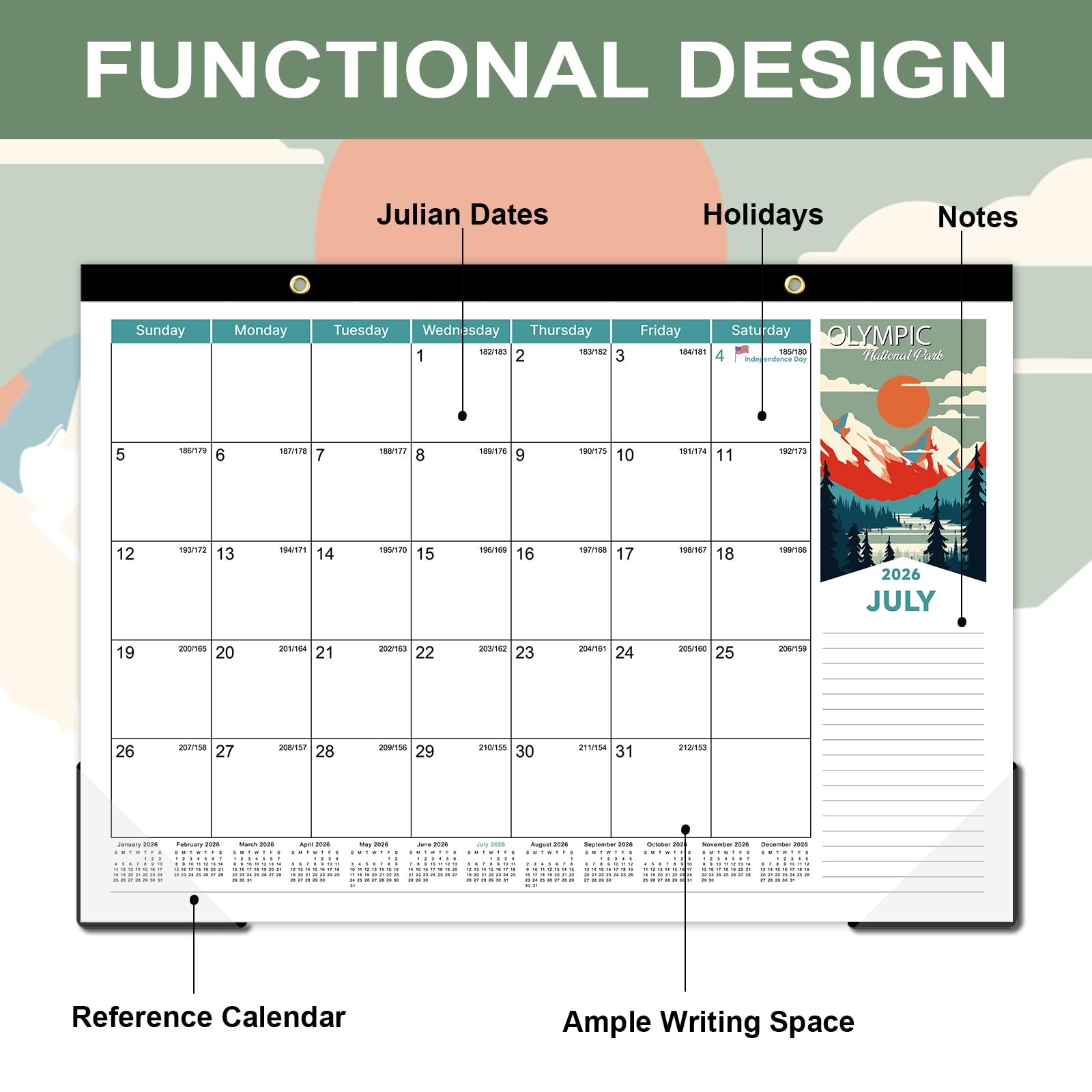 2026 Desk Calendar – 2026 from Jan. 2026 – Dec. White-Blue