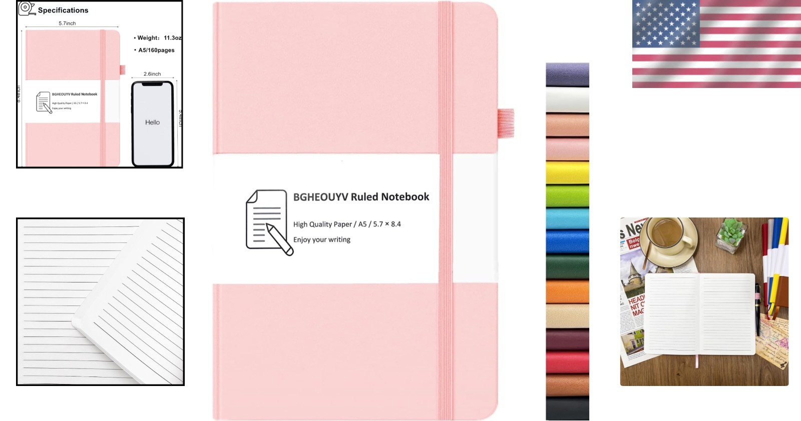 Durable A5 Notebook with 160 College Ruled Pages – Minimalist Leather Design