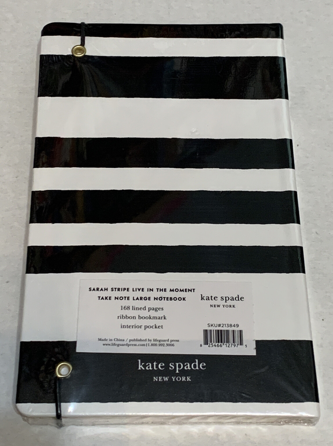 Kate Spade Travel Notebook Sarah Stripe Live in The Moment 168 Lined Pages New S