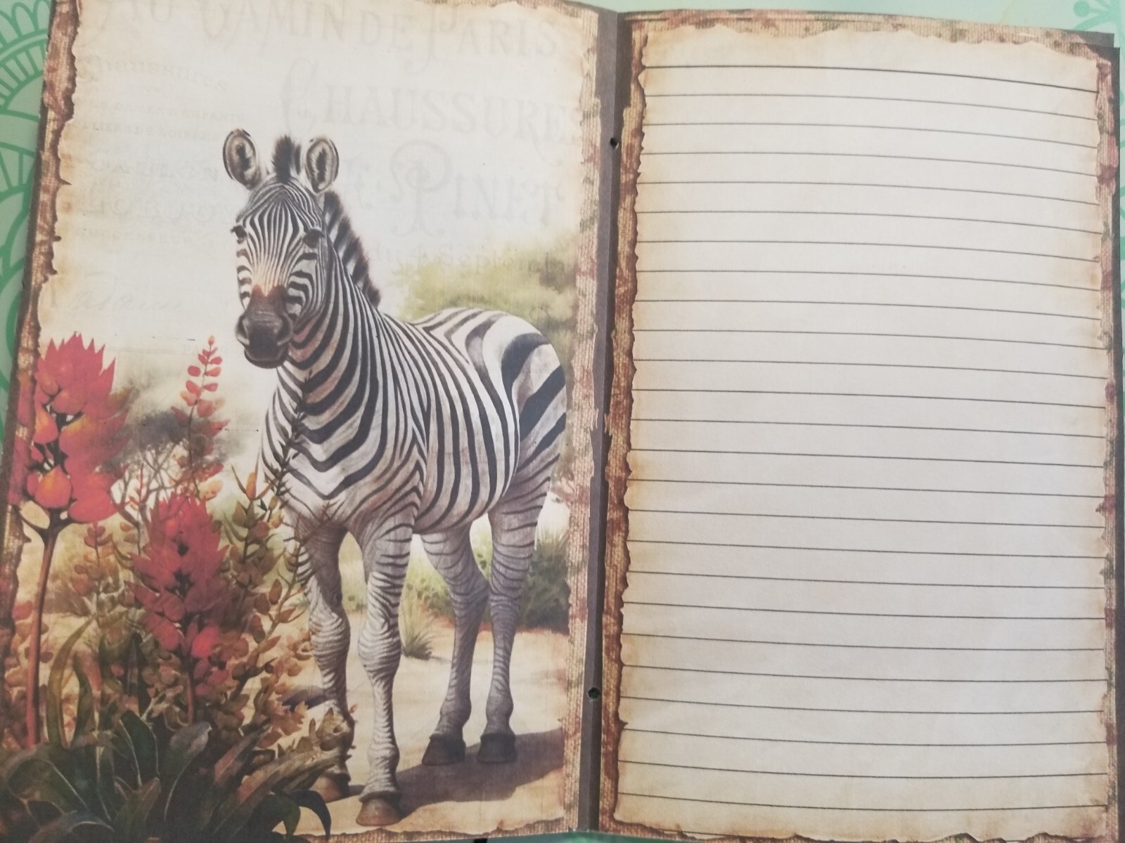 Junk Journal Blank Booklet “WILD KINGDOM” Nature HANDMADE LG 8.5″x5.5″ 40pg