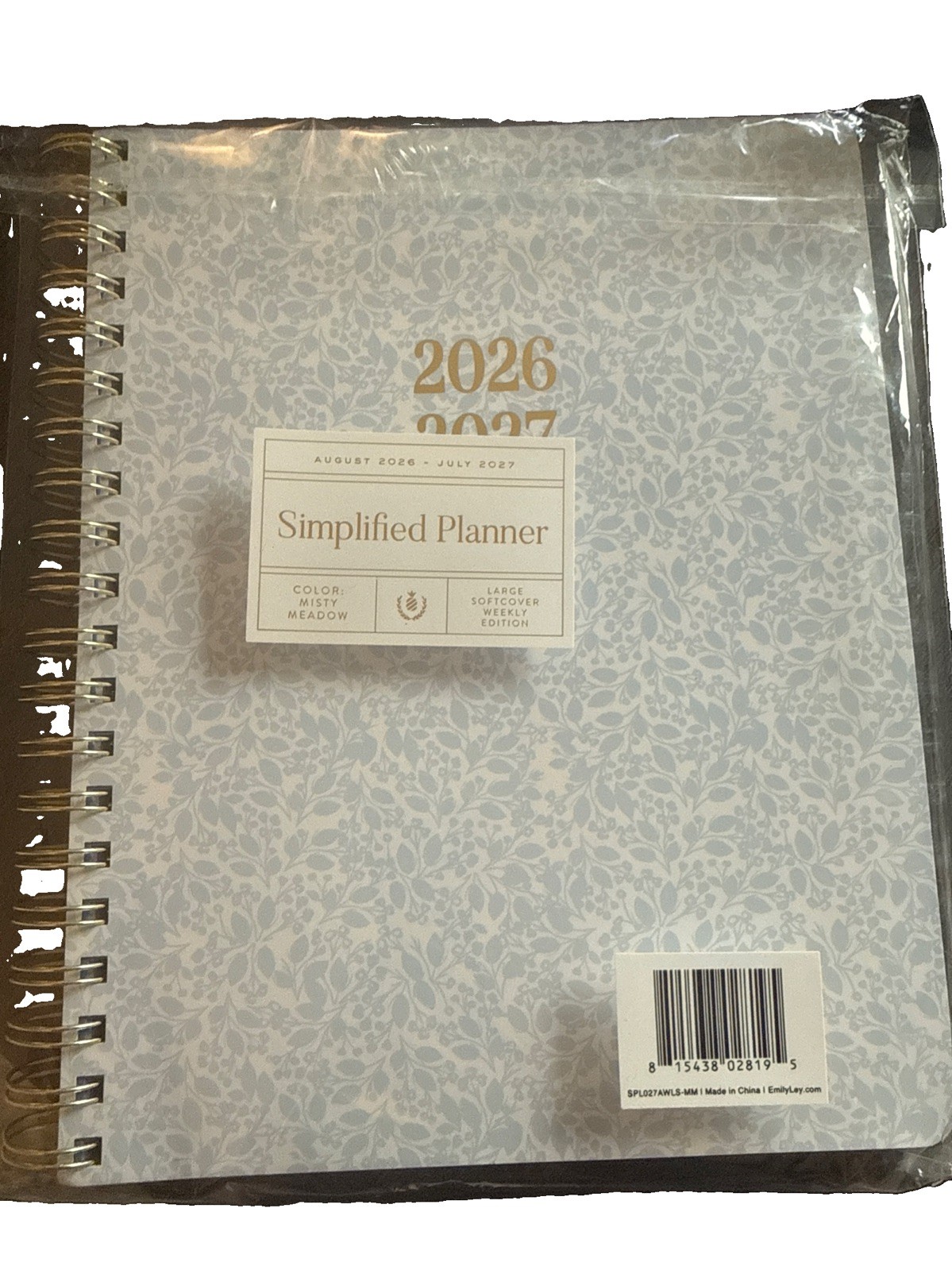 NWT Simplified by Emily Ley 2026-2027 Blue Floral Large Softcover Weekly Planner