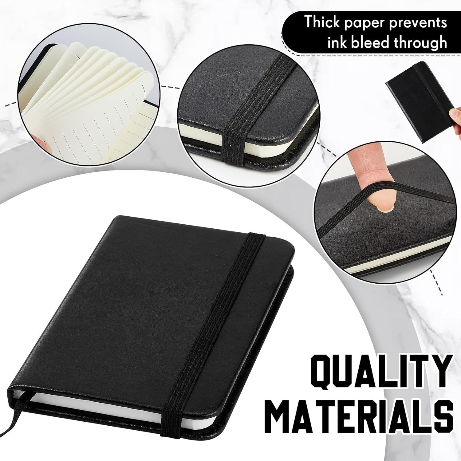 Compact 4-Pc Black Leather Notepad Set – 50 Pages Each for On-the-Go Notes