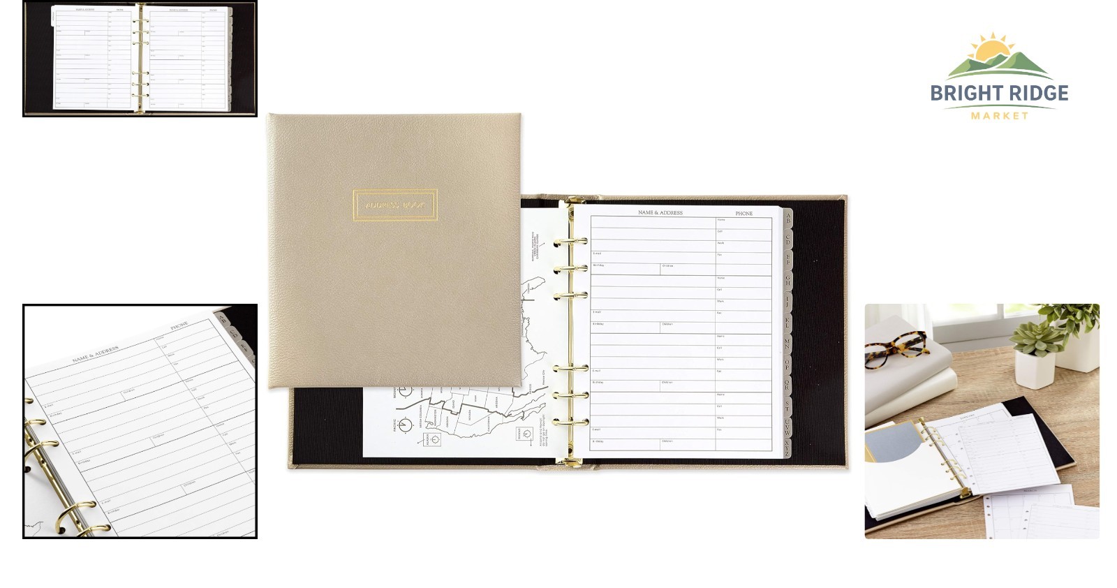 5×8-Inch Address Book with Padded Cream Cover and Contact Management Features