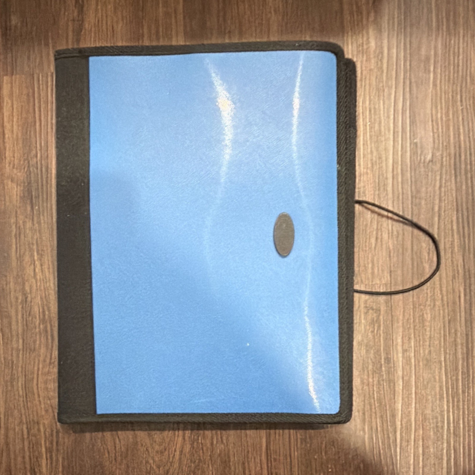 Blue and Black Organizer with Multiple Pockets and Notepad