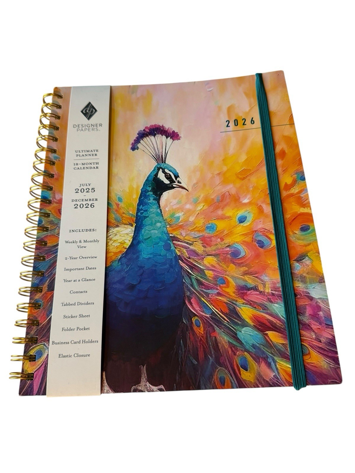 New Designer Papers Ultimate Planner 11 X 8.5 Peacock Colorful Tab Dividers