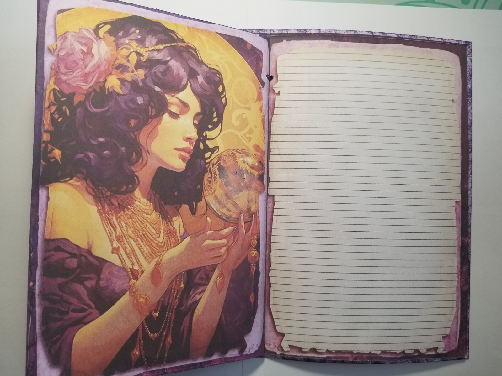 Junk Journal BLANK Booklet “FORTUNE TELLER”, LARGE 6″x9″ 40pg PSYCHIC, TAROT