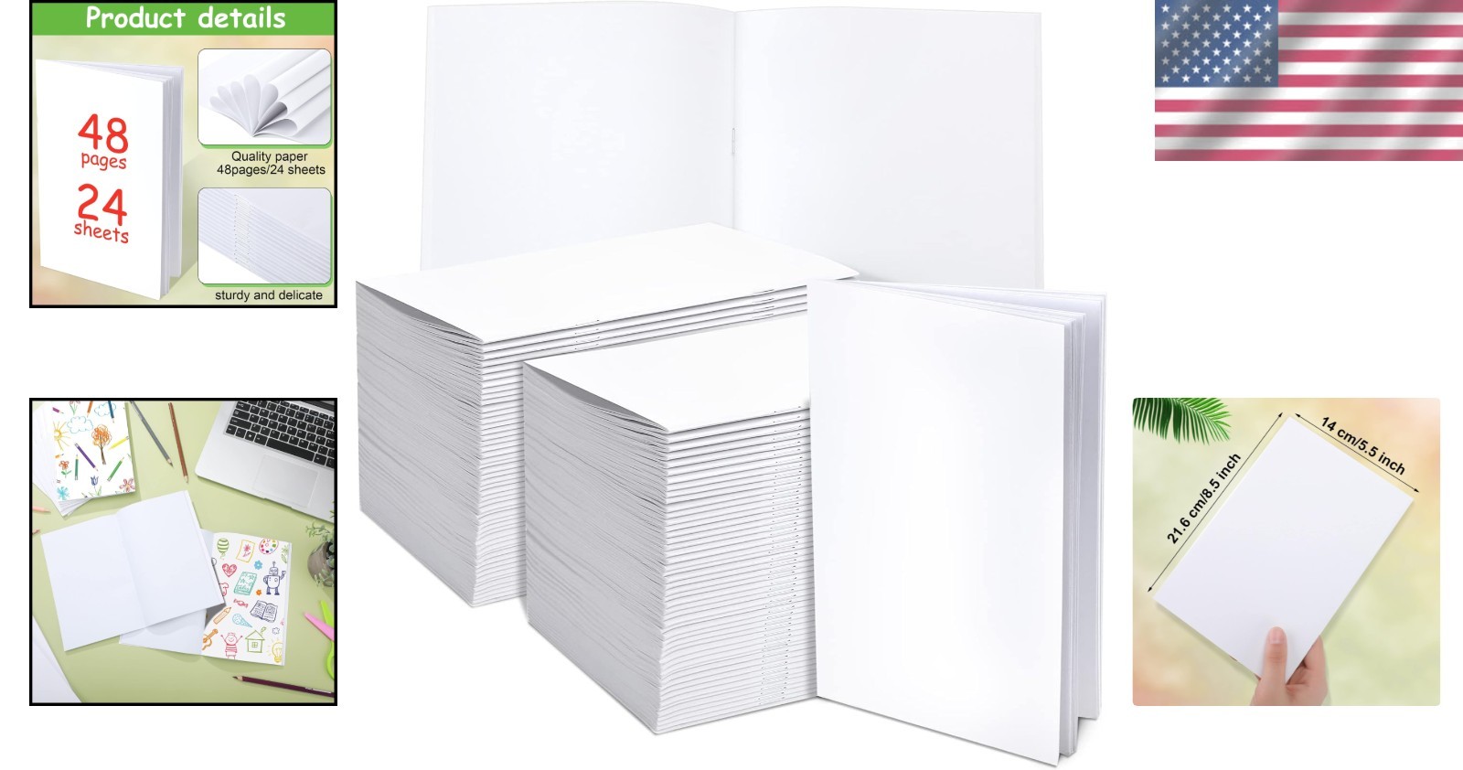 50 Pack White Blank Books 5.5×8.5 – Art, Writing, Drawing