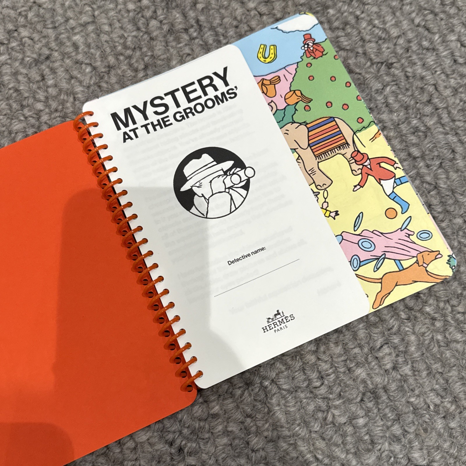 Genuine Hermes Mystery At The Grooms Notebook / Coloring Book – New (Orange)