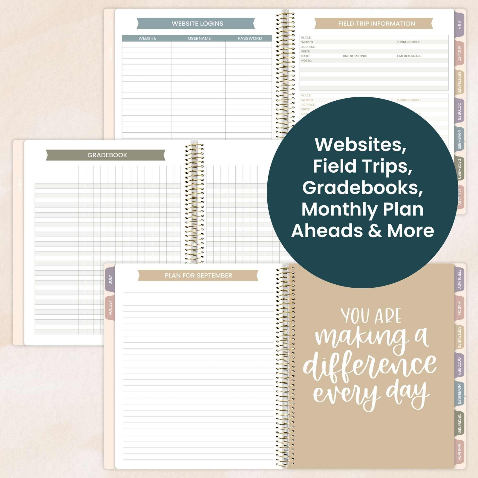 bloom daily planners 2026-2027 Academic Year Teacher Planner & Cool Tones