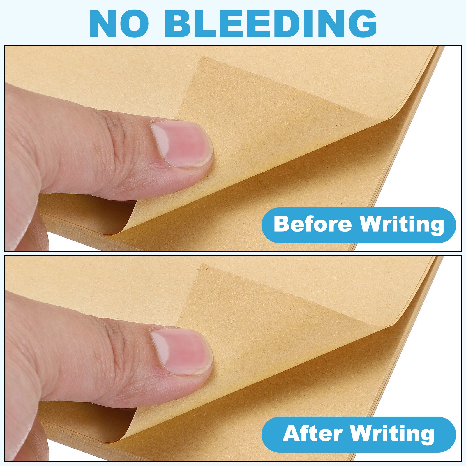 Refill Paper, Unlined Blank Kraft Paper 6 Rings, 80 Sheets/160 Page