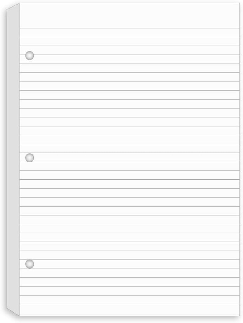 Half Letter Lined Paper 3Hole Punched 5.8×8.2Inch 100 Sheets Binder 3 PCS