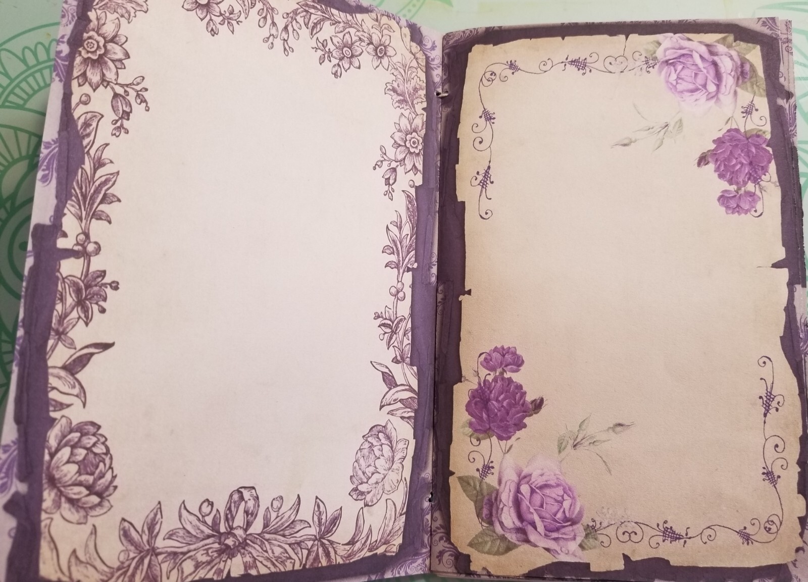 Junk Journal Booklet “LILAC & LAVENDER” HANDMADE Pockets, Cards, Tags, Ephemera