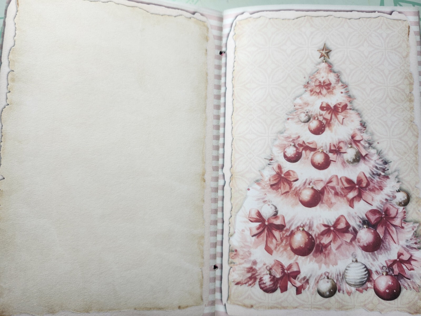 Junk Journal Booklet “PINK CHRISTMAS” Christmas Pink Holiday LG 9X6 40pgs