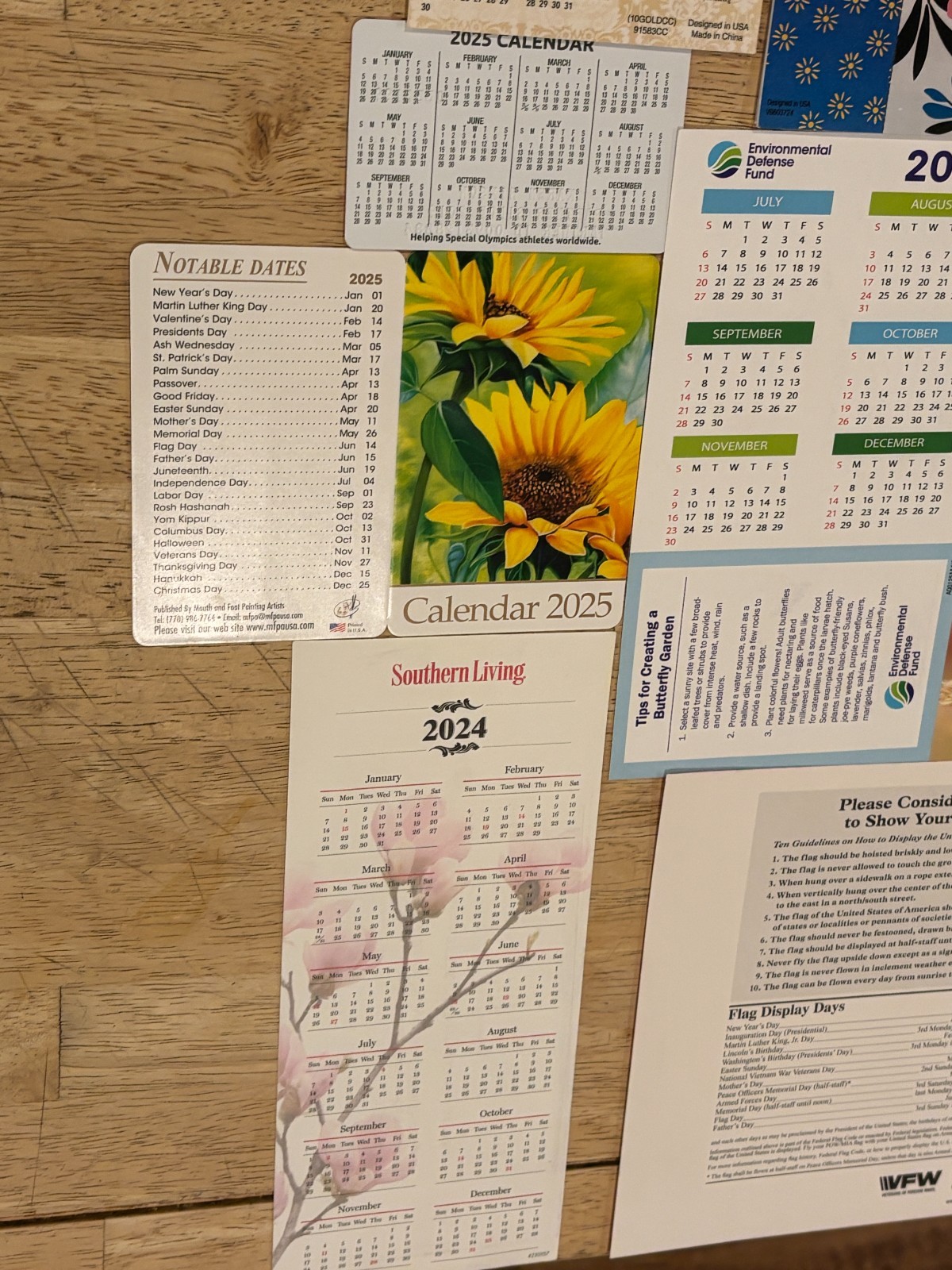 Pocket Calendars & Cards – Lot of 14 – 2025 – 12-Months – Various Charities