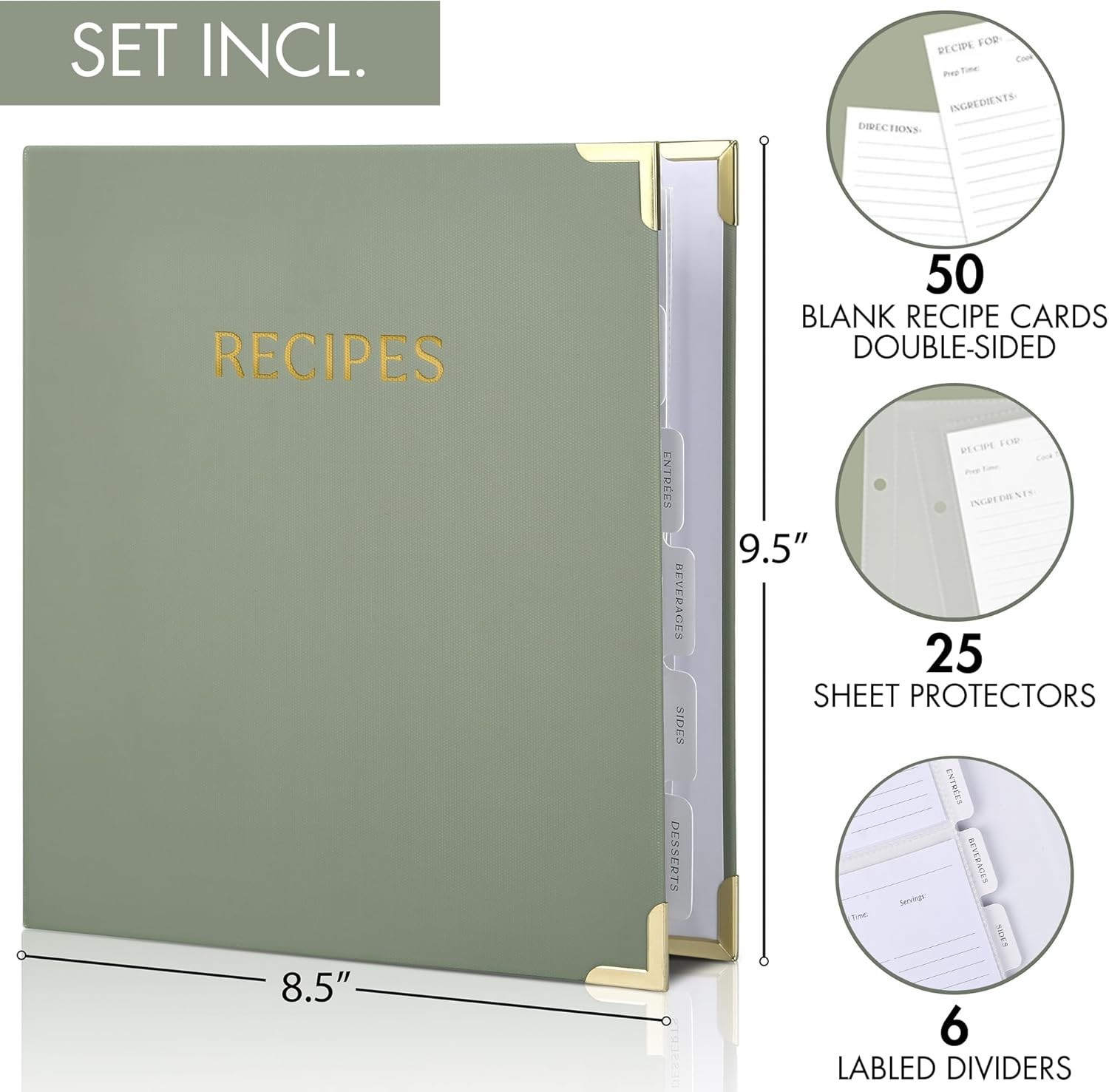 Aesthetic Recipe Binder with Polyester Waterproof cloth Cover – The Perfect R…