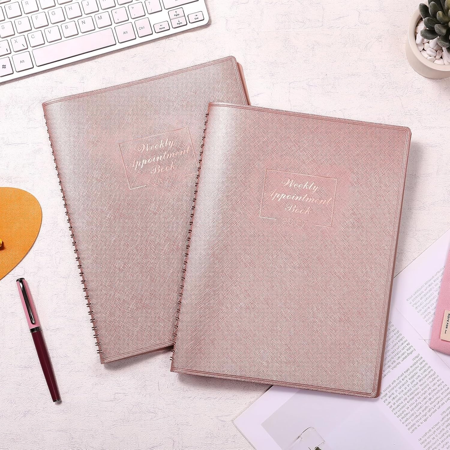 Elegant Rose Gold Hourly Appointment Planner 2026-2027 – Spiral Bound Design