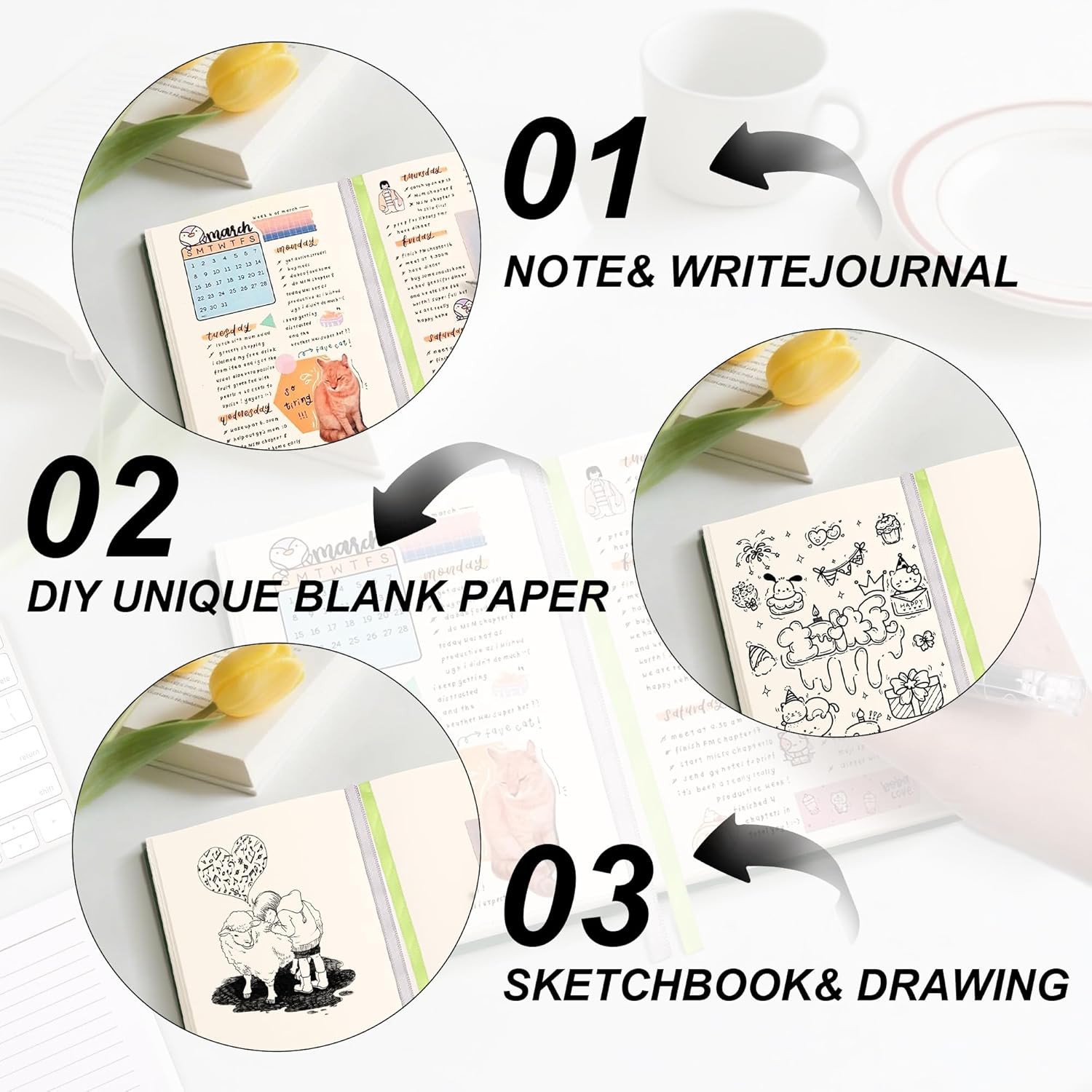 Thick Blank Journal Notebook 400 Pages 3.9 × 5.5 No Lines Soft Leather Pocket Bl