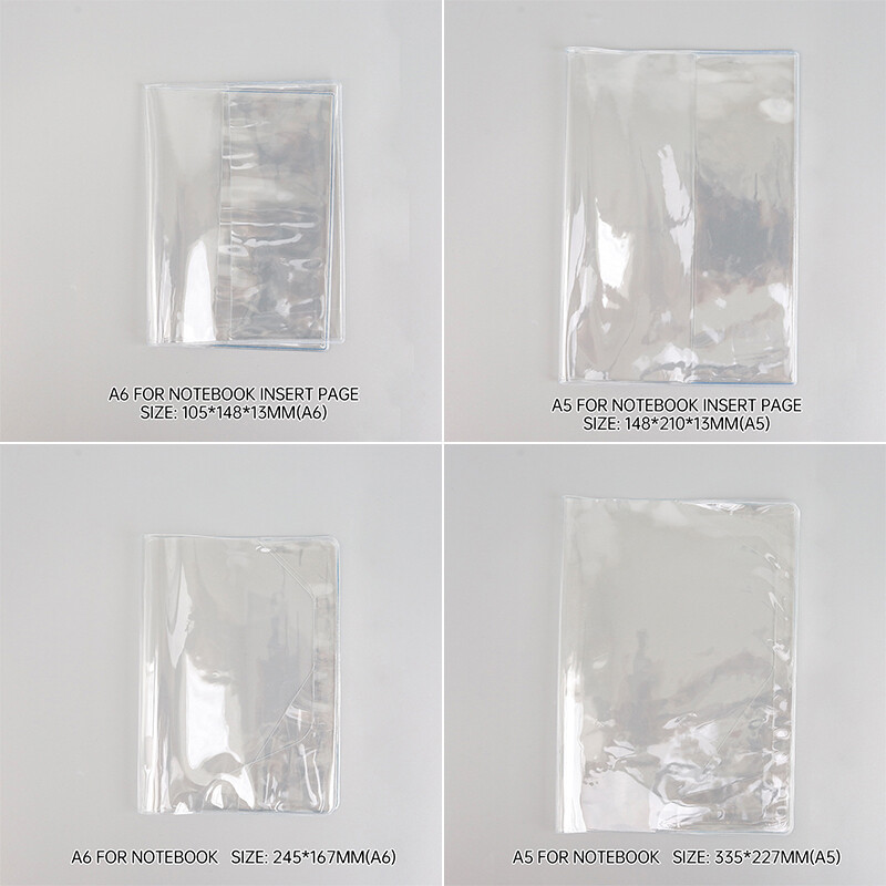 PVC Transparent Notebook Cover A5/A6 Waterproof Journal Planner Protective Cover