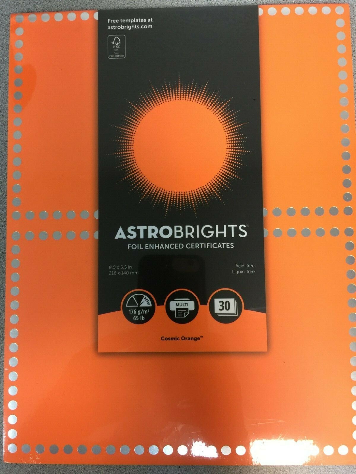 Astrobrights 91108 Cosmic Orange 30x Enhanced Dots 8.5″ x 5.5″ NEW
