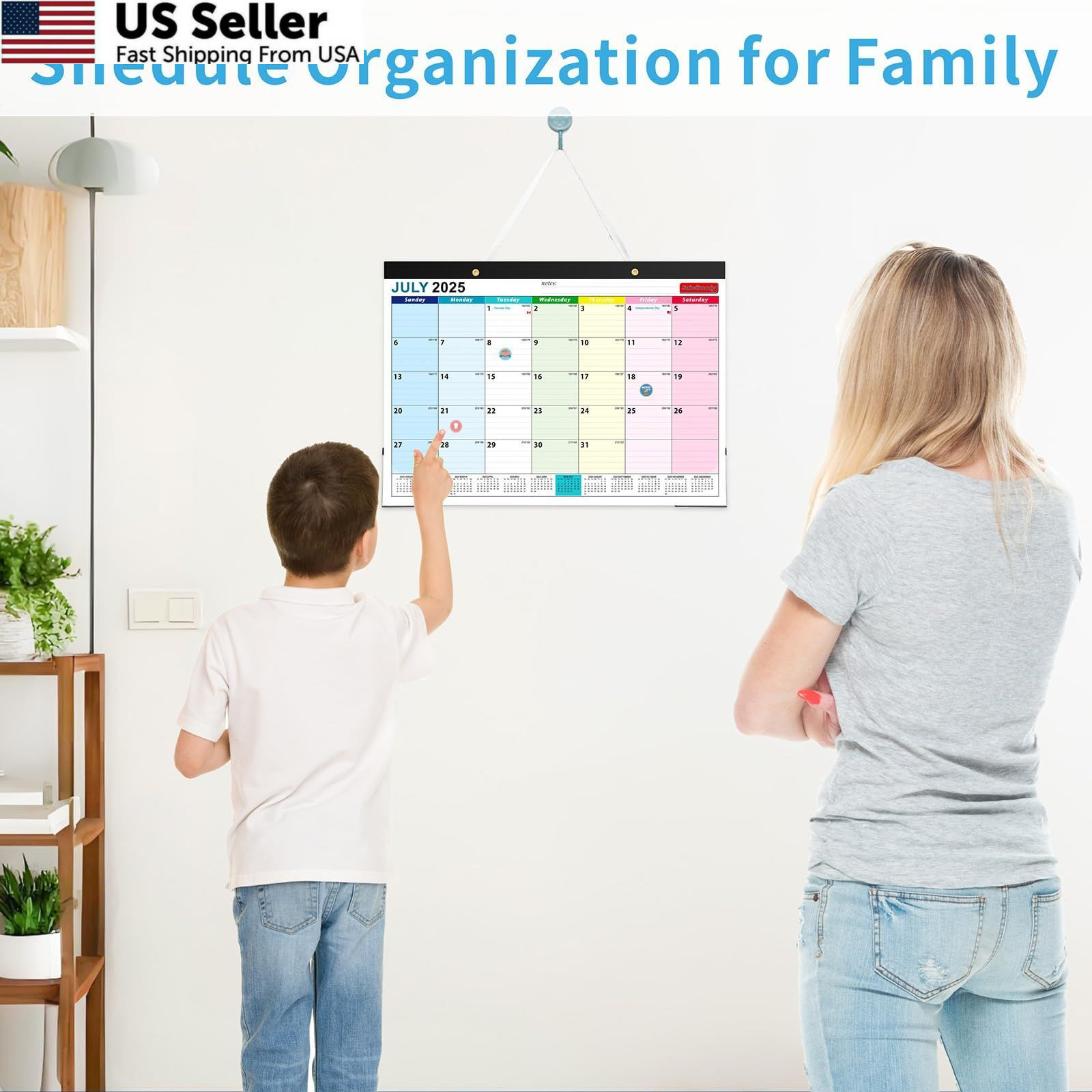2026 Calendar with Stickers and Clear Waterproof Cover 17 x 12 inch, Colorful