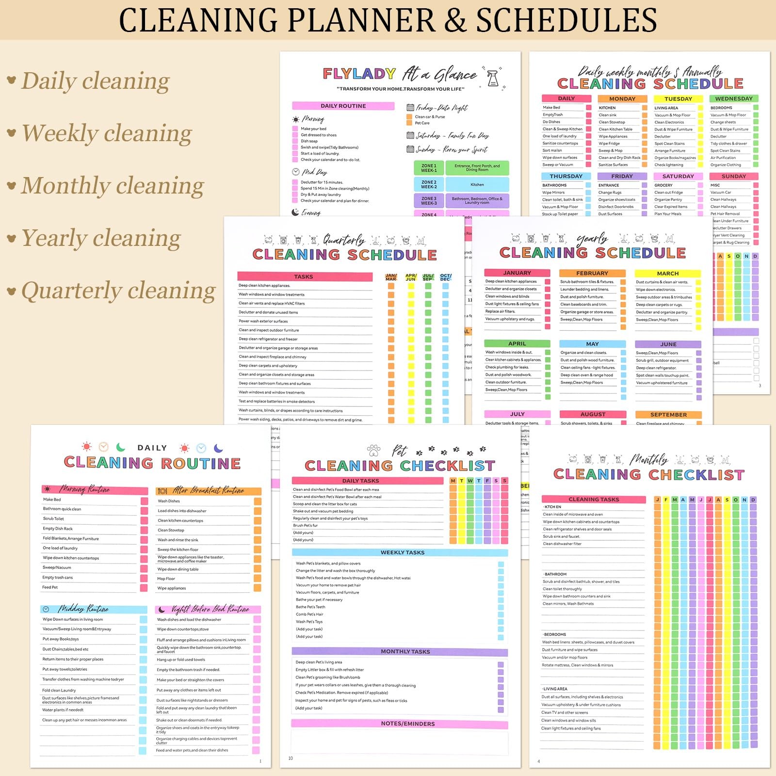 Adhd Cleaning Planner, Cleaning Schedule And Checklist Organizer, Daily Weekly