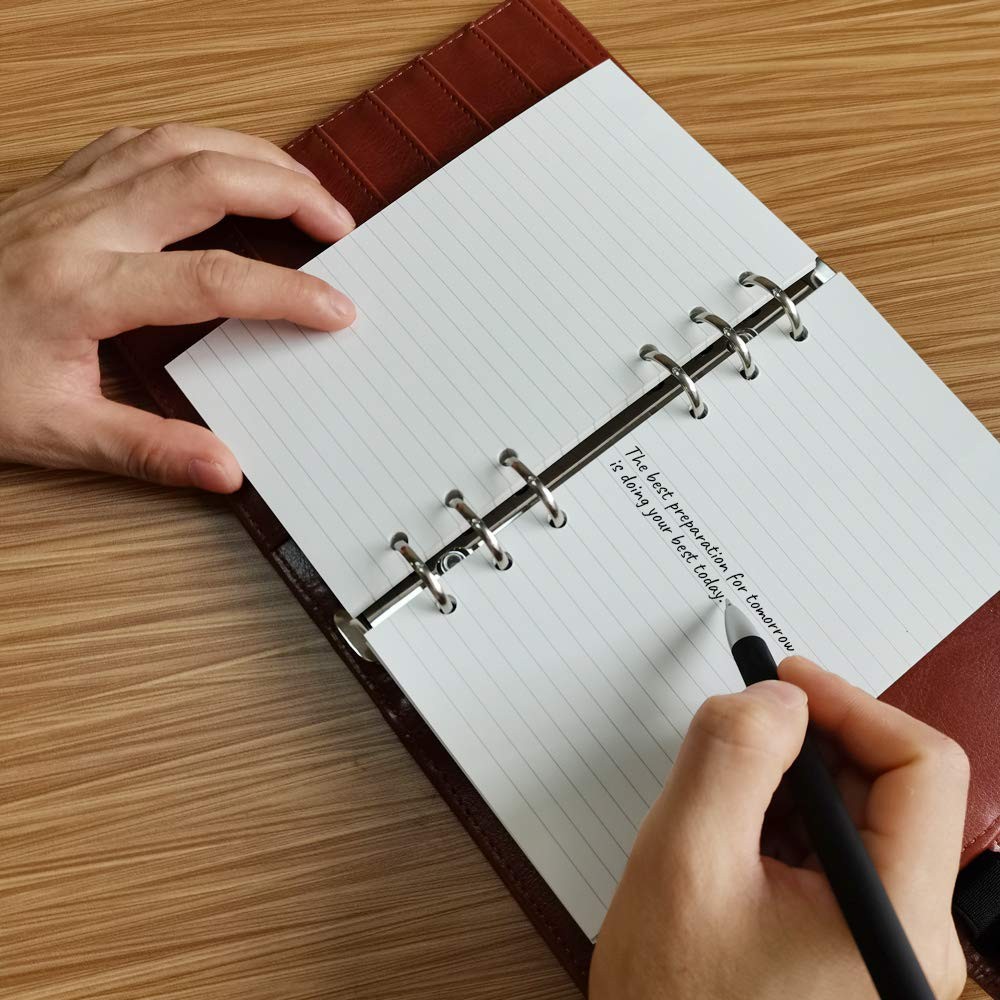 A6 Refill Paper, 100 Sheets Lined 6 Hole Punched 3.75×6.75 Inch, White