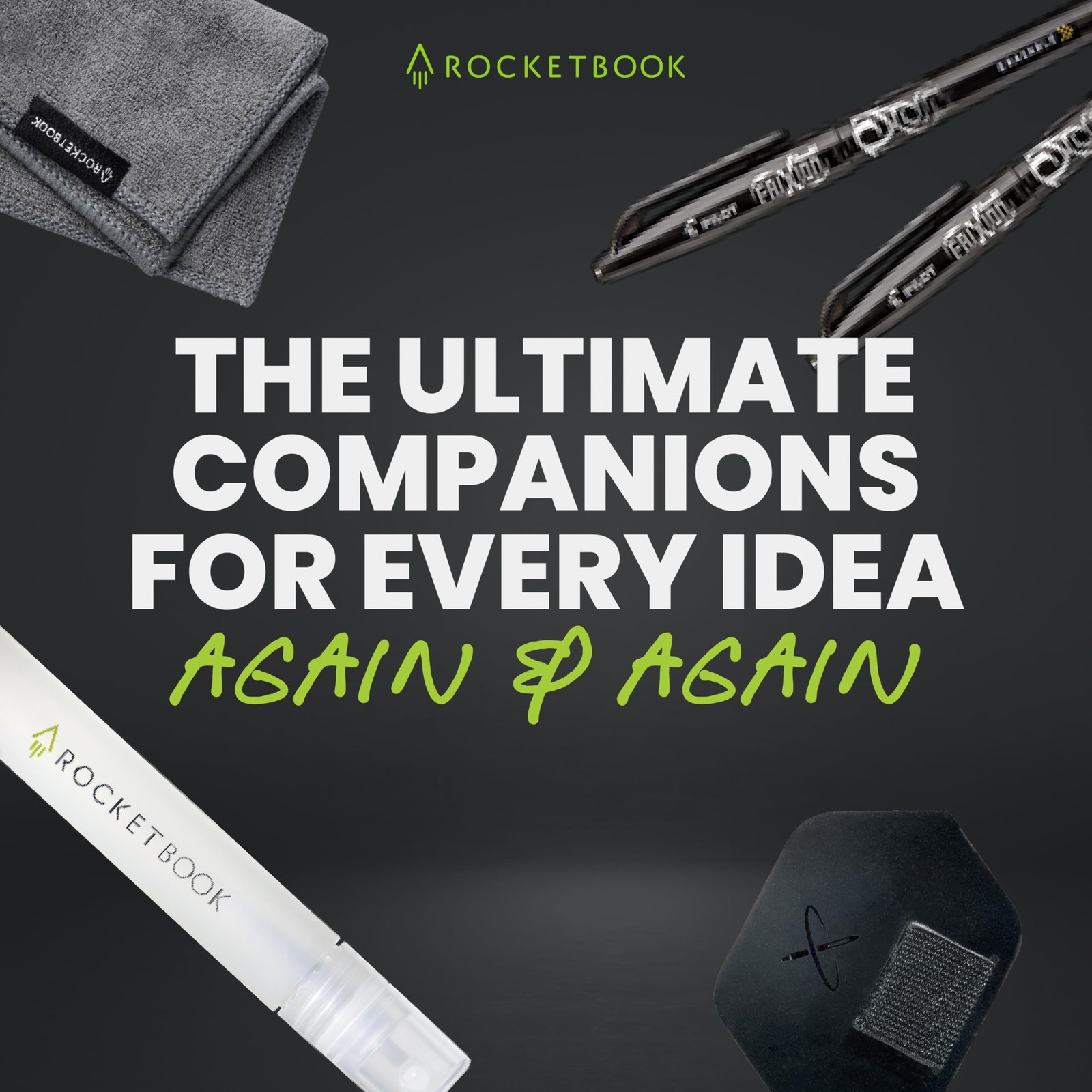 Rocketbook Accessory Kit – Complete Set with 2 FriXion Gel Pens, Spray Bottle…