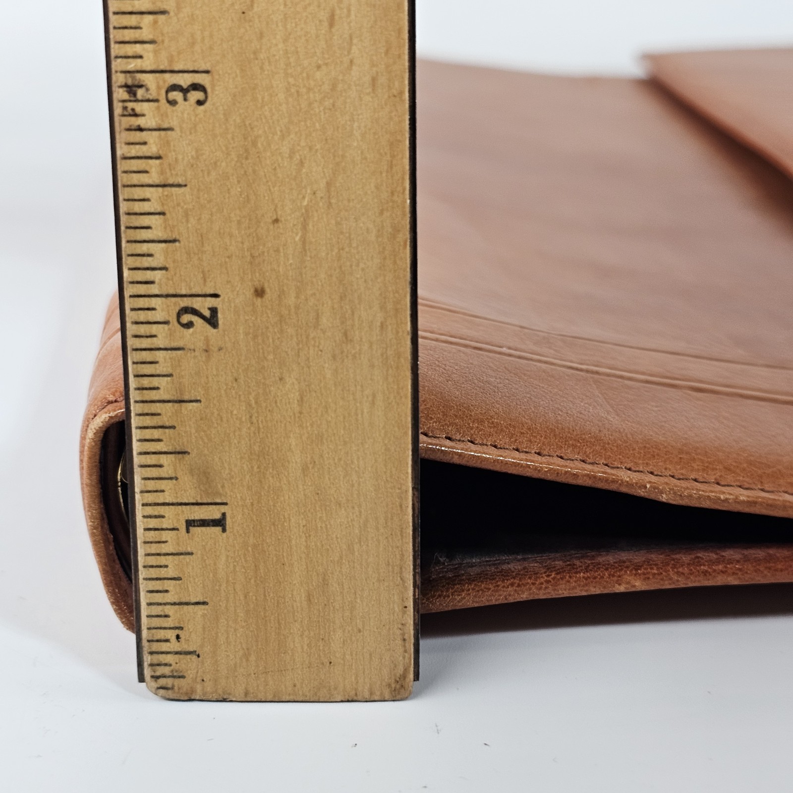 Laipe Leather Portfolio 4 Ring Binder Tan Lawyer Formal Document Note Pad Italy