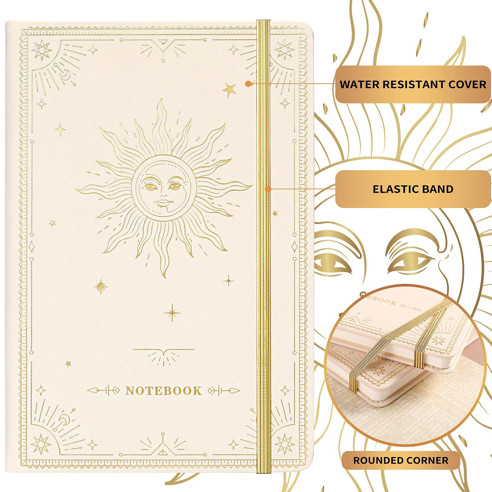 Ruled Notebook/Journal – Premium Thick Paper Faux Leather Classic white
