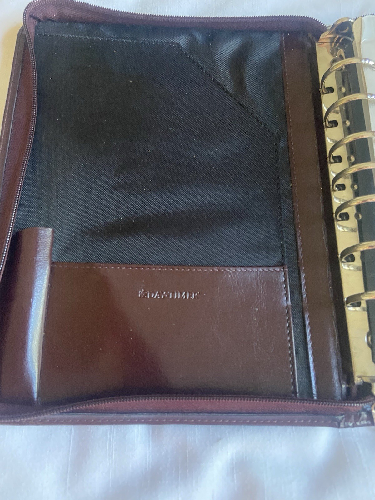 Vintage Day Timer 7 Ring Maroon/Burgundy CLASSIC Zipper Planner Binder Organizer