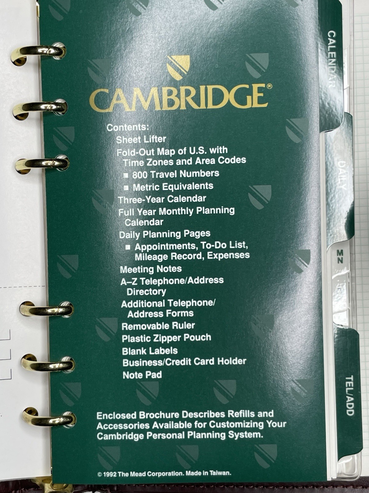 Cambridge Personal Day Planner Burgundy #47104 7.25 x 5.5″ NOS 1994 Vintage 90’s