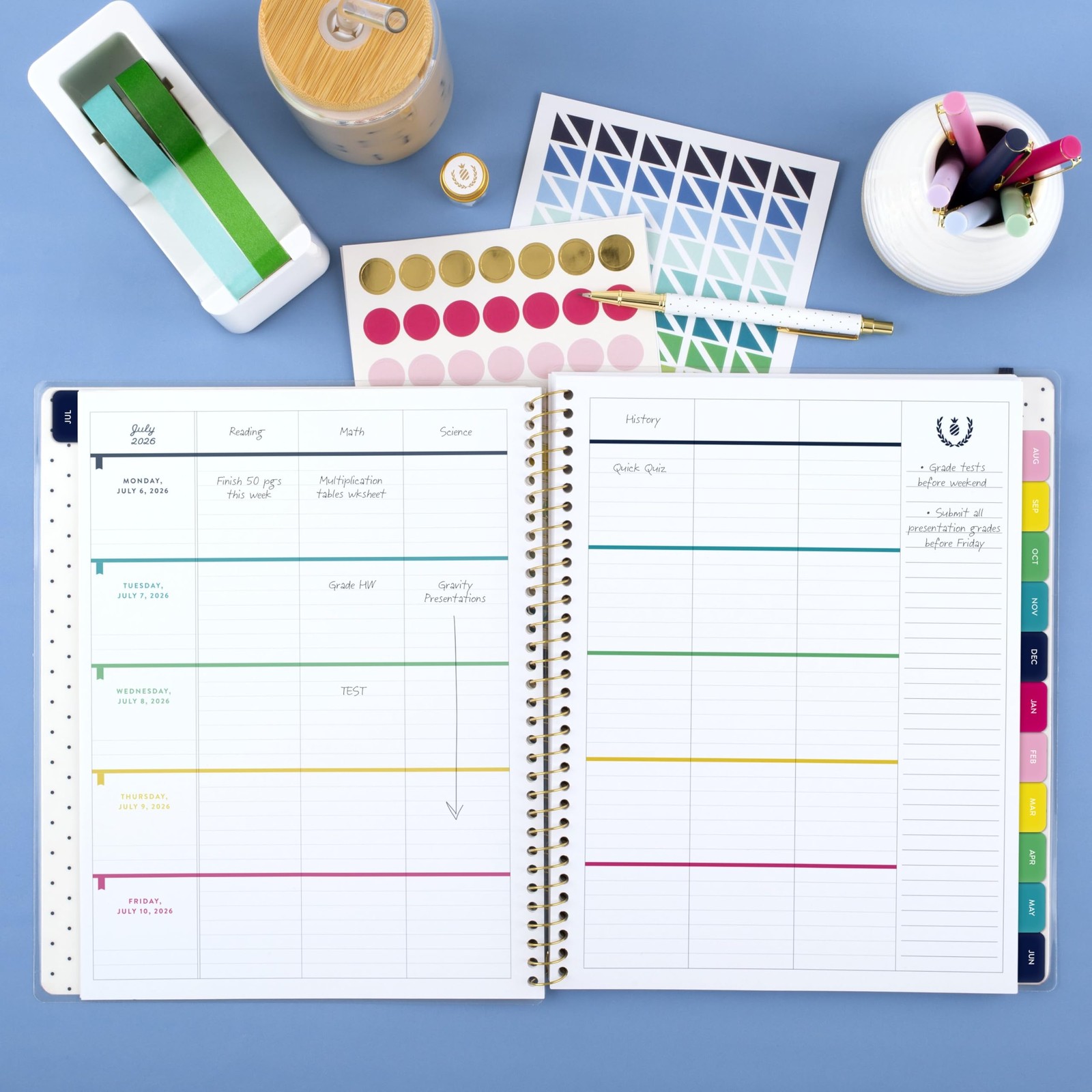 AT-A-GLANCE Teacher Planner 2026-2027 Weekly & Monthly Academic Floral