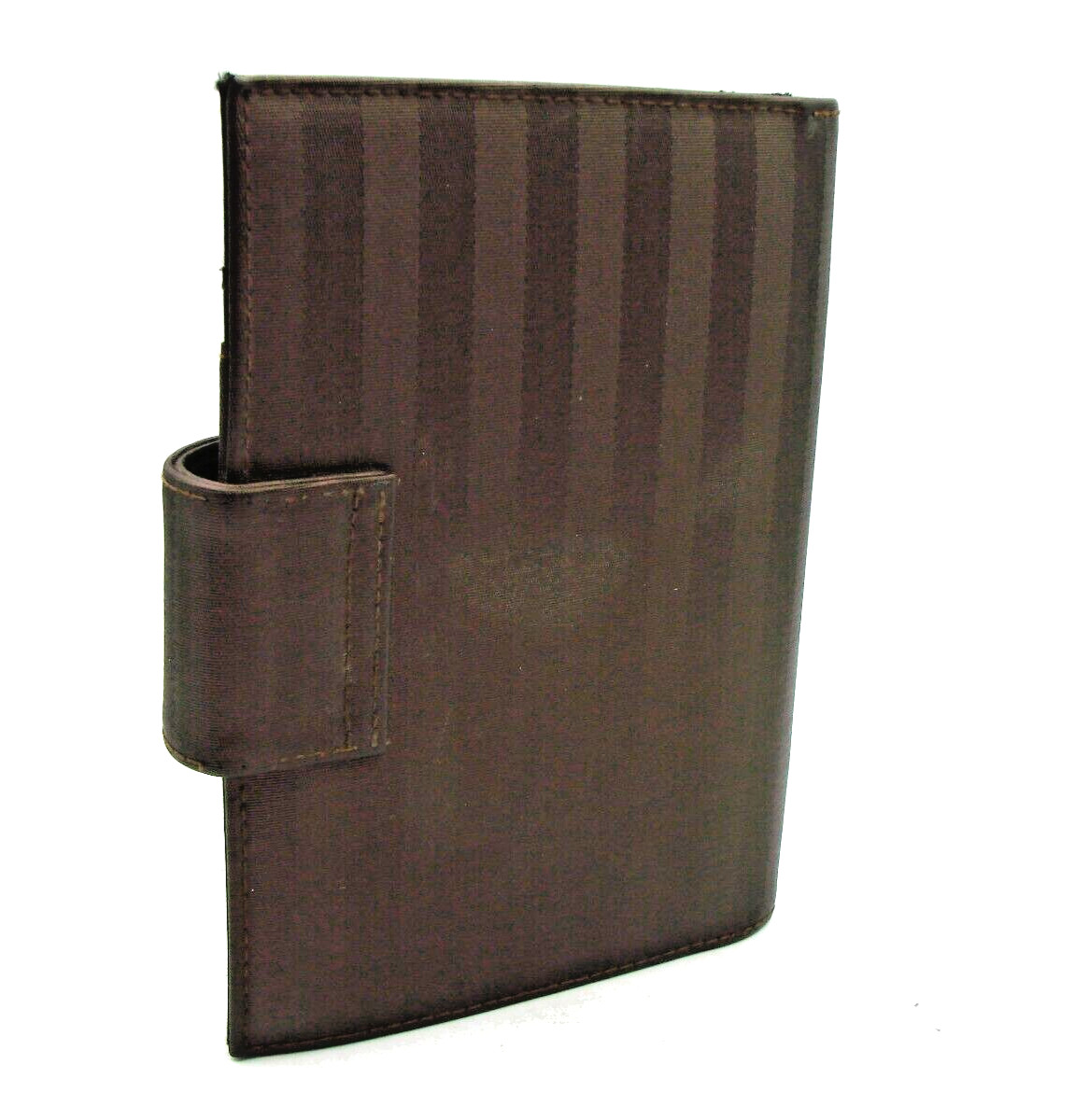 Day-Timer Navigator Brown Satin Striped Planner Binder 6 Rings Snap Tab Closure