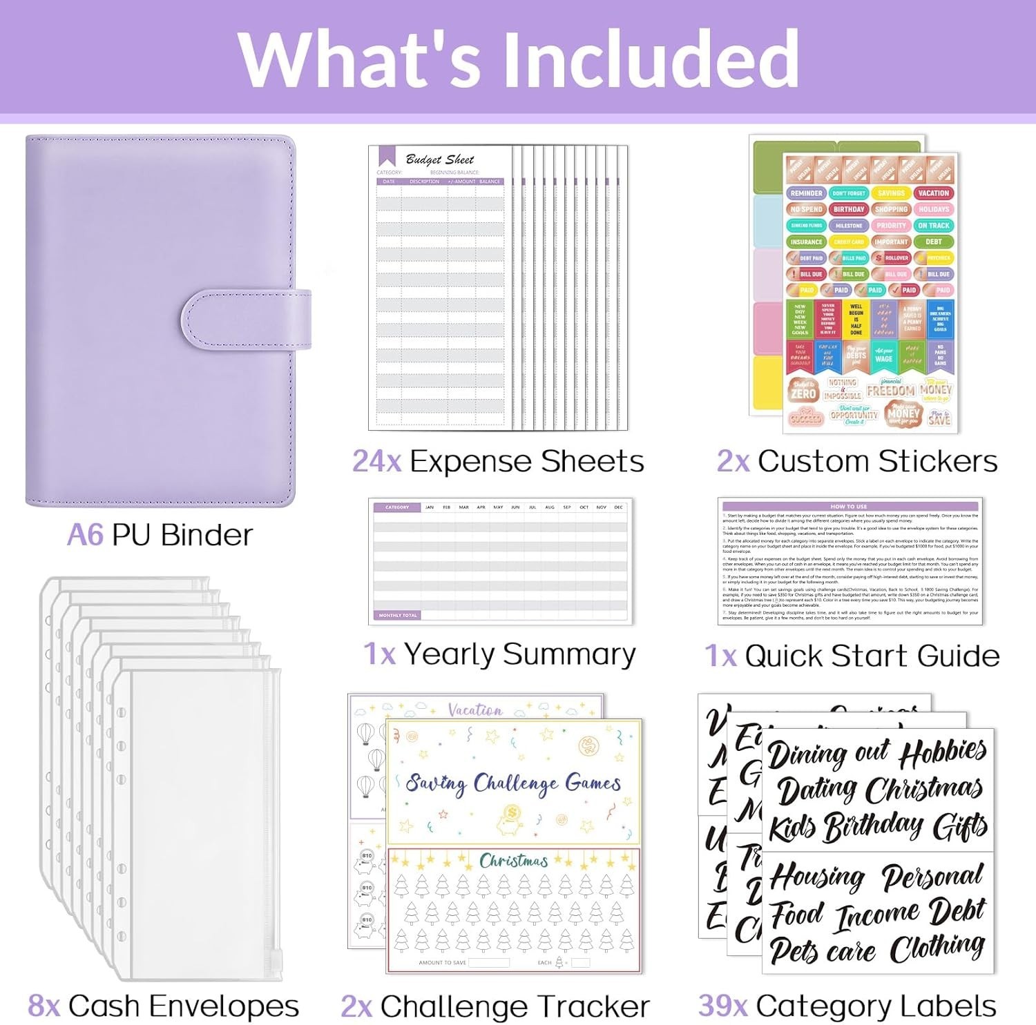 Money Saving Binder, Envelope Budget Challenge Planner Pouch- Money Savings Book