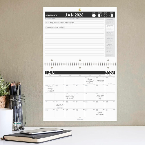 AT-A-GLANCE 2026 Wall Calendar, Monthly, 11″ x 8.5″, x 8-1/2″, White