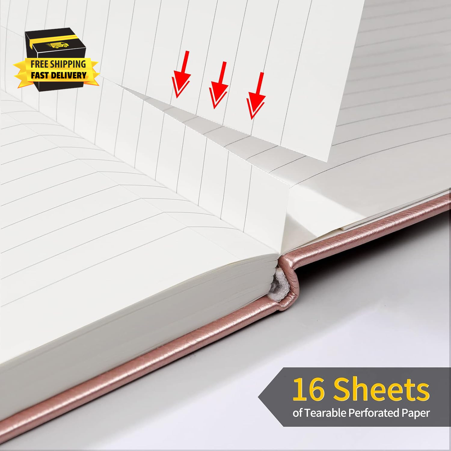 Lined Journal Notebook, Hardcover Leather Journal for Women & Men, 160 Numbered