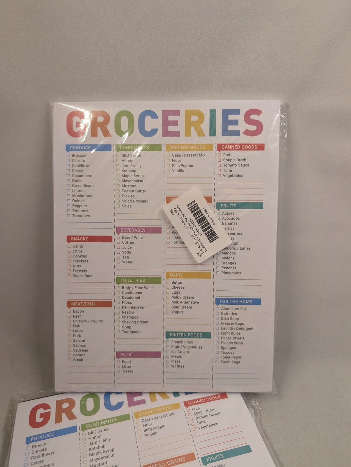 Grocery List Pad w/ Magnet 52 Sheets Weekly Planner Fridge Notepad 6.5×8.5