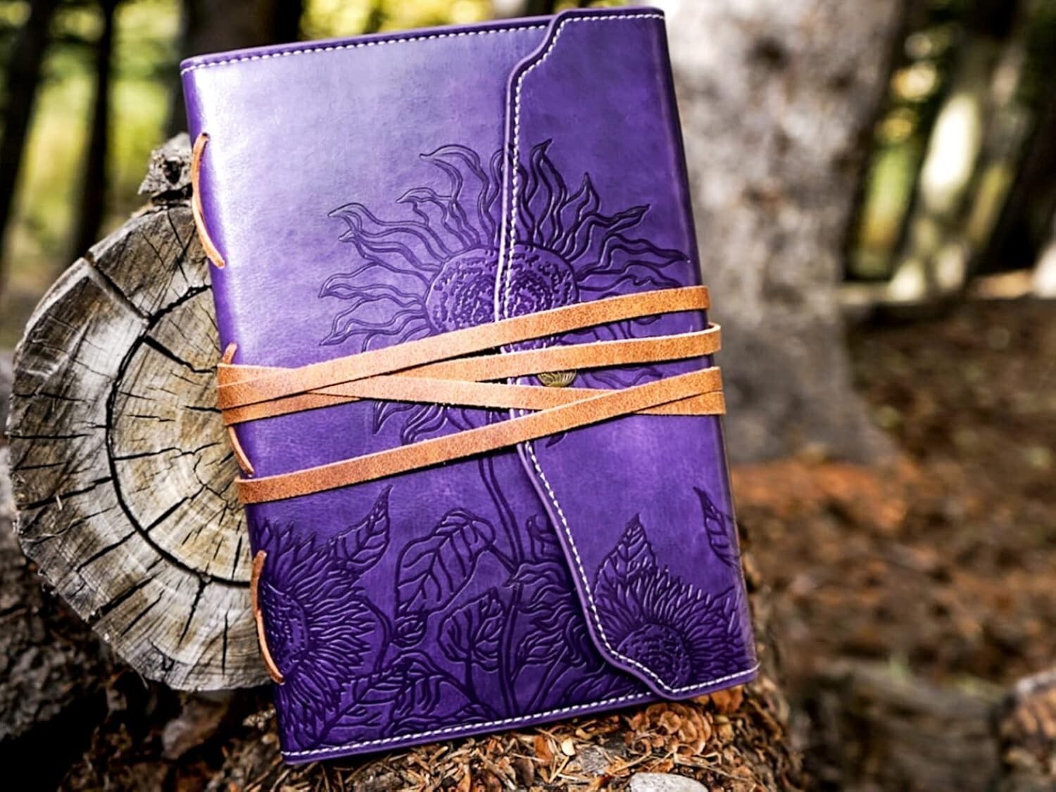 Vintage Purple Faux Leather Refillable Writing Journal – Slim A5 Diary Notebook