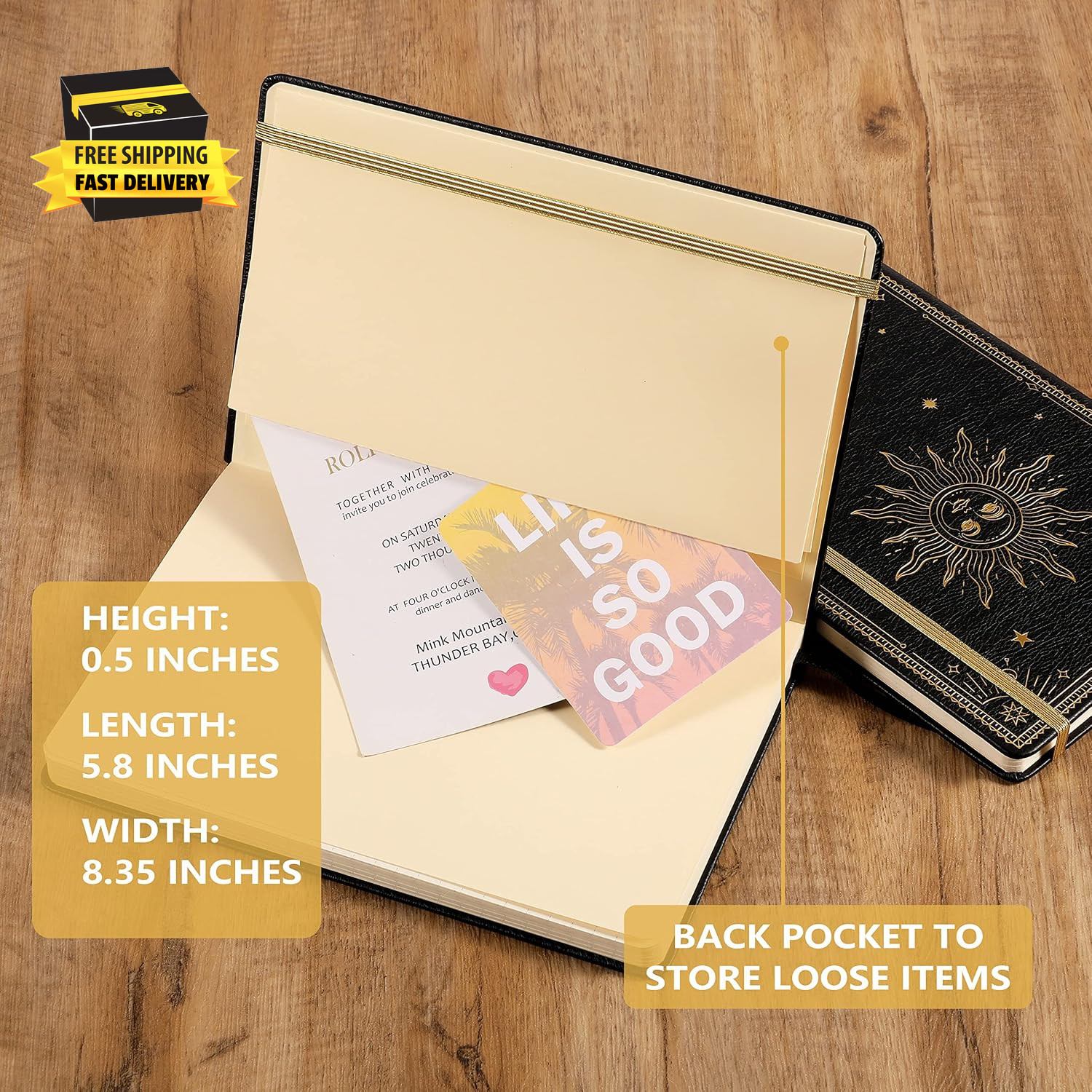 Ruled Notebook/Journal – Premium Thick Paper Classic Writing Notebook with Pocke