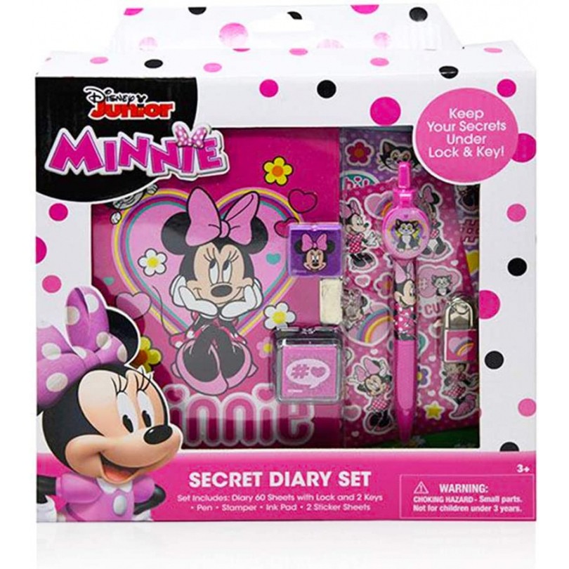 Disney Minnie Mouse 8pc Diary with Lock Stationery Set Girls Ages 3 and Up