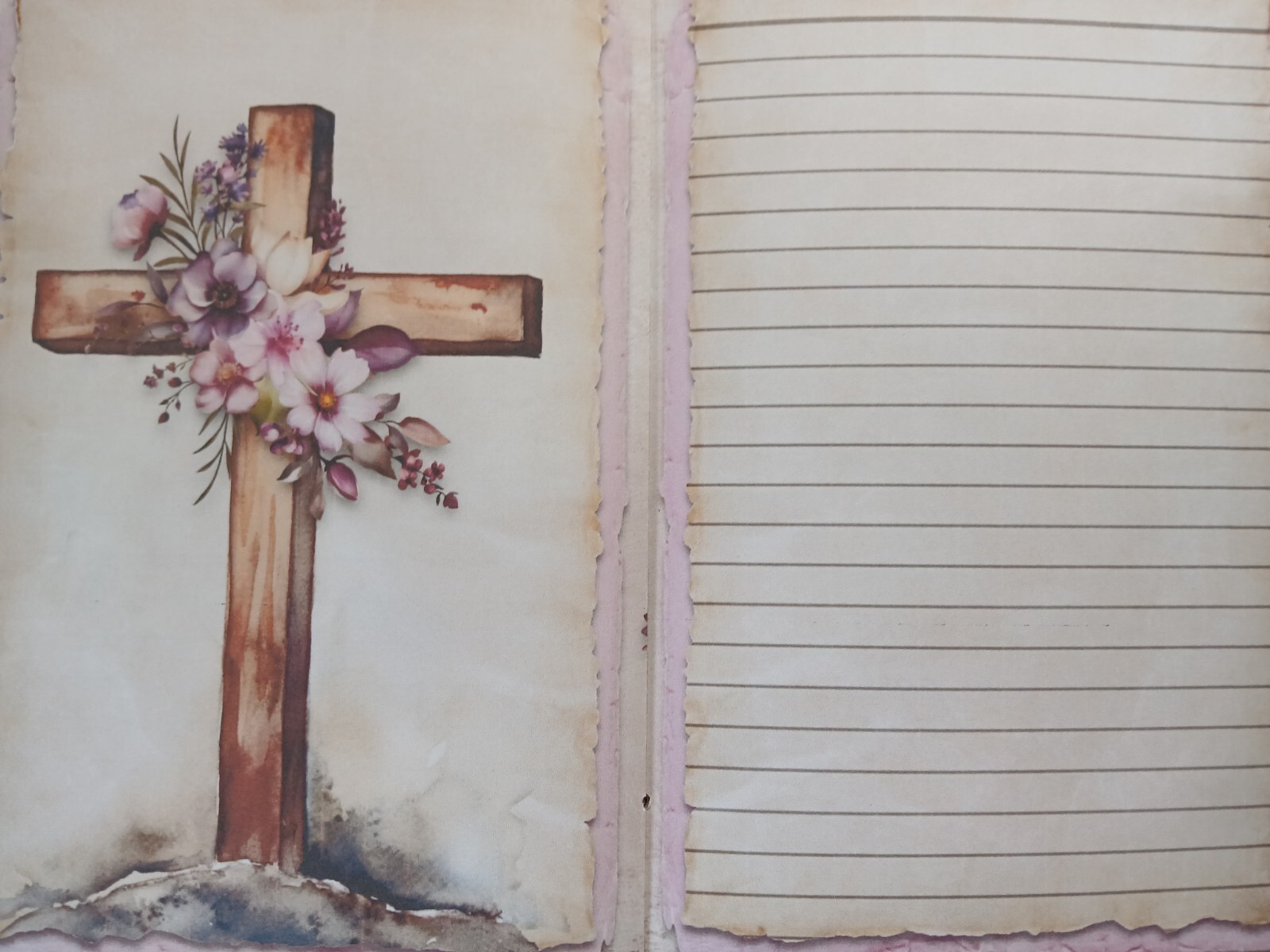 Junk Journal Booklet “Faith” Scripture Quotes Florals Ephemera, Cards, Pockets+