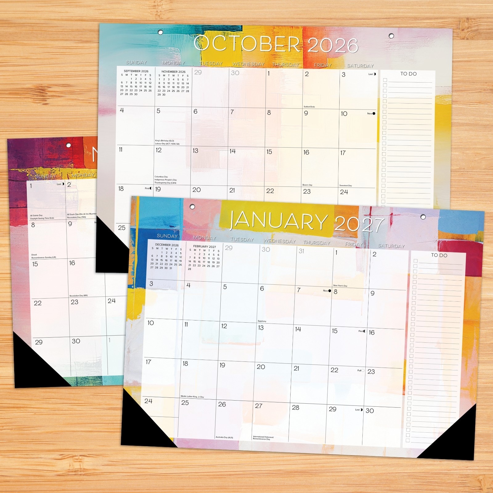Abstract Art Academic Year July 2026 – June 2027 17″ x 12″ Small Monthly Deskpad