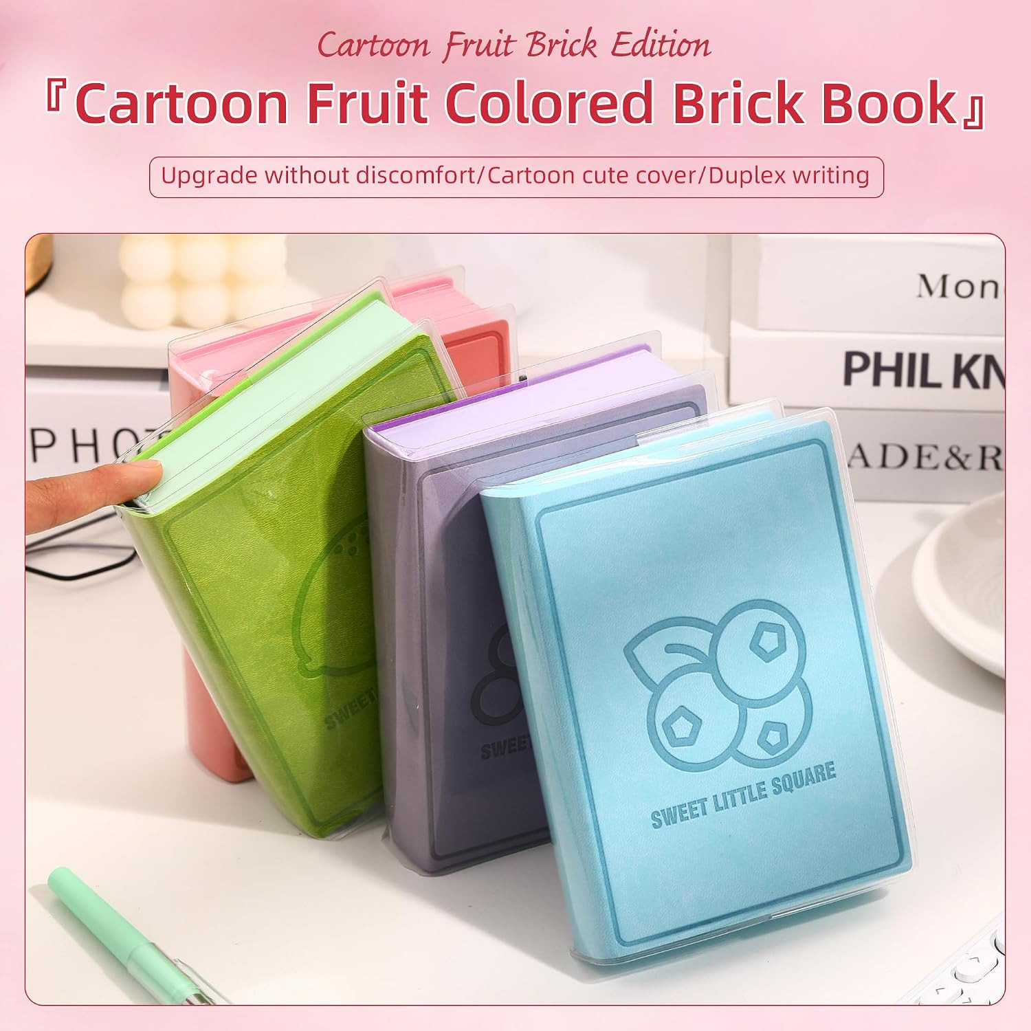 Thick Blank Fruit Journal Notebook with Waterproof Cover,Small 400 Color Pages