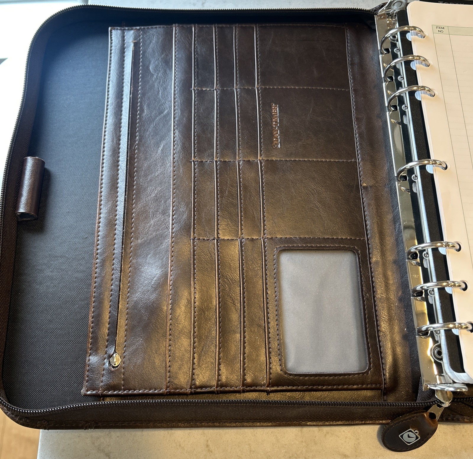 Day-Timer Leather Zippered Planner Cover, Brown, Folio 8 1/2 x 11