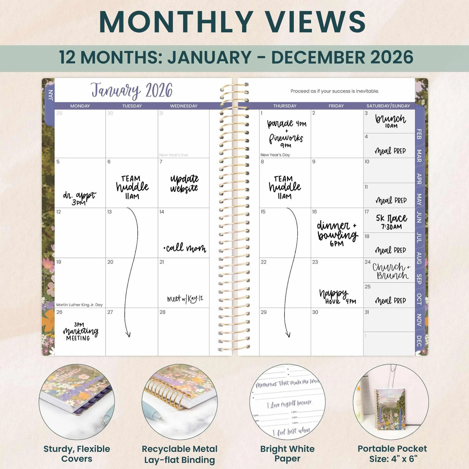 2026 Soft Cover Planner, 4″ x 6″, Wildflower Mountainside